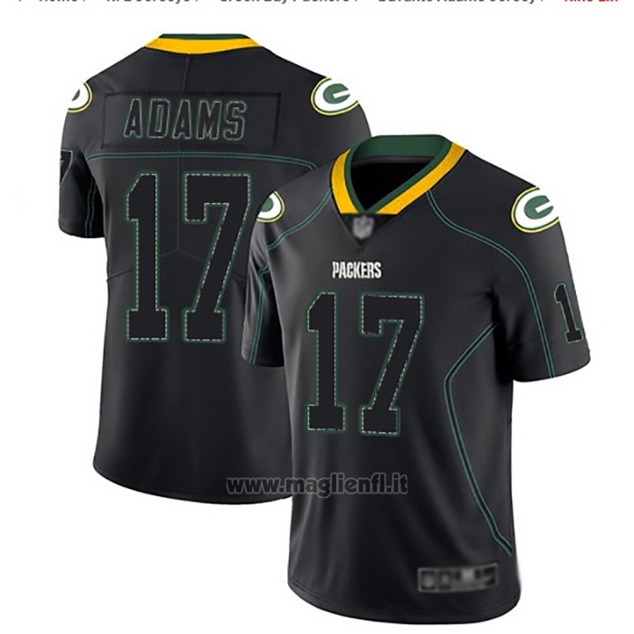 Maglia NFL Limited Green Bay Packers Adams Lights Out Nero
